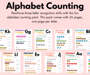 alphabet counting worksheets